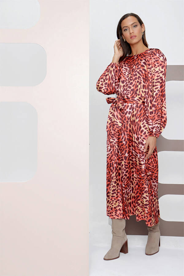 Taba Leopar Desen Elbise - 4