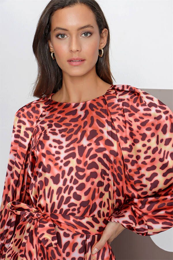 Taba Leopar Desen Elbise - 5