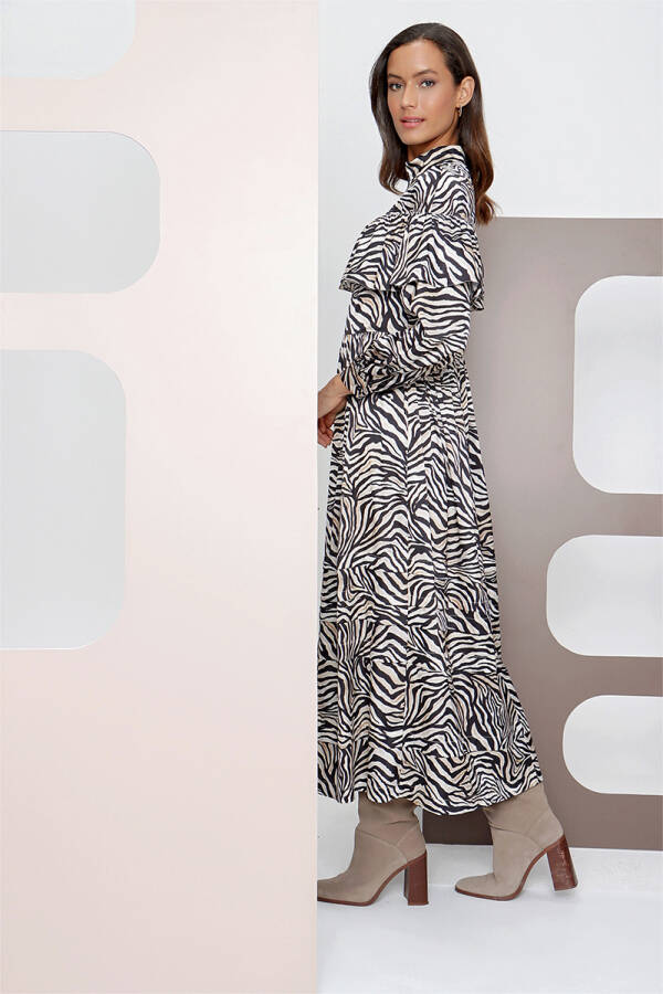 Renkli Zebra Desen Fırfır Detaylı Elbise - 4