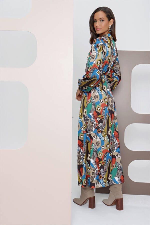 Taba Belden Büzgülü Tunik Elbise - 7