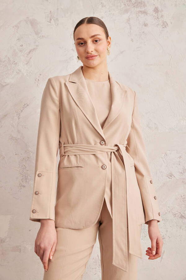 Camel Manşeti Düğme Detaylı Ceket - 4