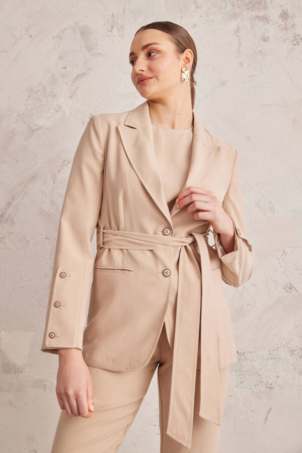 Camel Manşeti Düğme Detaylı Ceket - 7
