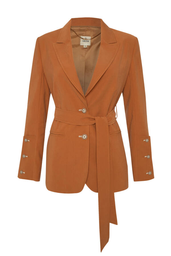 Karamel Manşeti Düğme Detaylı Ceket - 4