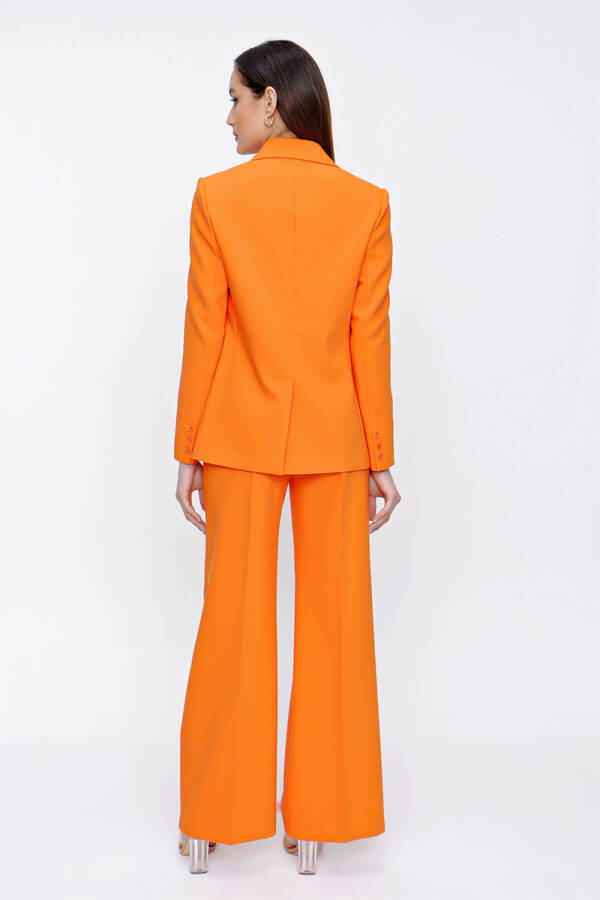 Turuncu Tek Düğme Spor Dikişli Ceket - 6