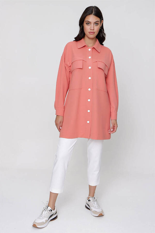 Turuncu Cep Detaylı Örme Ceket - 2