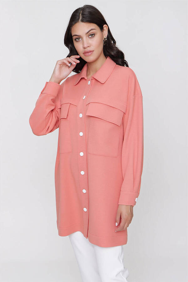 Turuncu Cep Detaylı Örme Ceket - 3