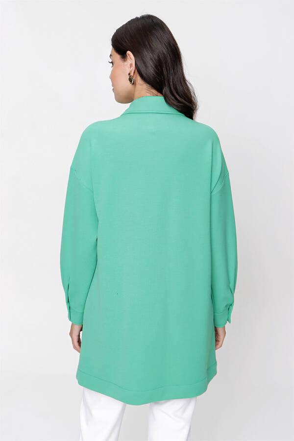 Yeşil Cep Detaylı Örme Ceket - 6