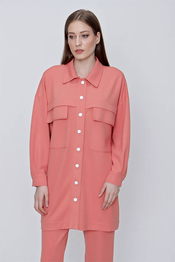 Turuncu Cep Detaylı Örme Ceket - 2