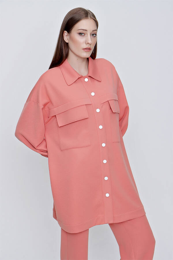 Turuncu Cep Detaylı Örme Ceket - 3