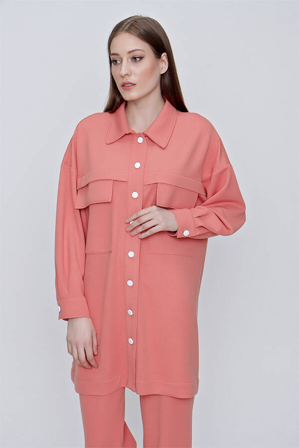 Turuncu Cep Detaylı Örme Ceket - 4