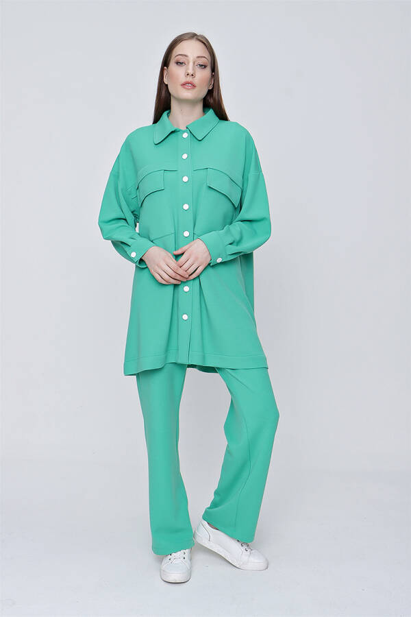 Yeşil Cep Detaylı Örme Ceket - 3