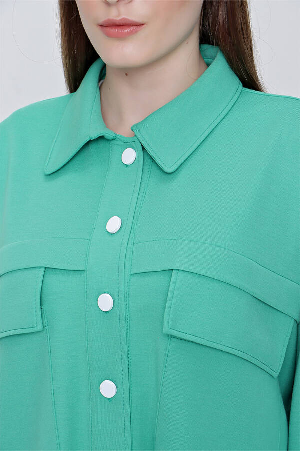 Yeşil Cep Detaylı Örme Ceket - 5