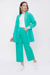 Yeşil Ribana Detaylı Gabardin Ceket - 4