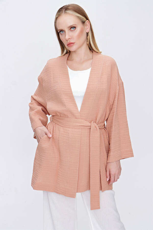 Taba Kuşak Detaylı Keten Kap - 3