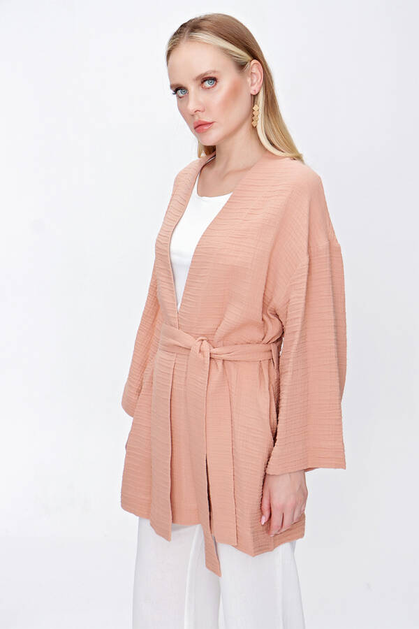 Taba Kuşak Detaylı Keten Kap - 5