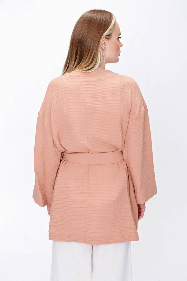 Taba Kuşak Detaylı Keten Kap - 6