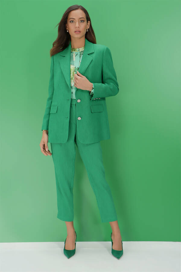Yeşil Düz Kesim Blazer Ceket - 3