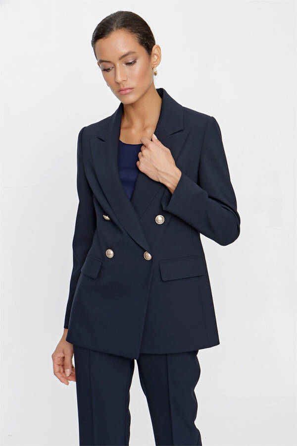 Lacivert Kruvaze Blazer Ceket - 4