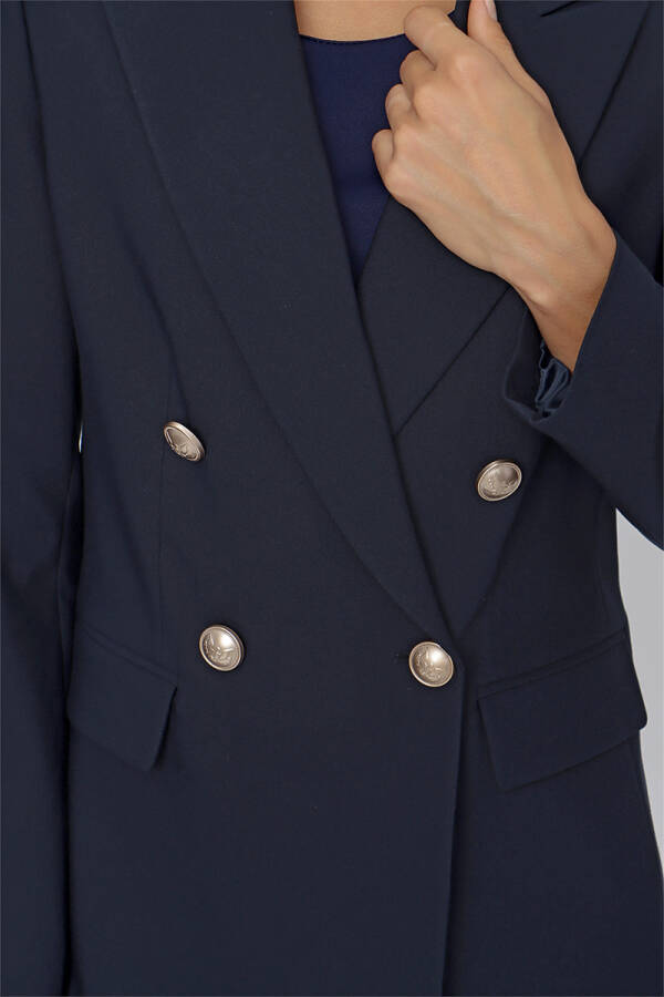 Lacivert Kruvaze Blazer Ceket - 5
