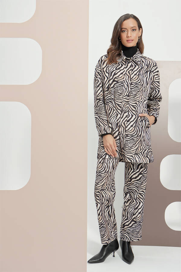 Renkli Zebra Desen Kadife Ceket - 3
