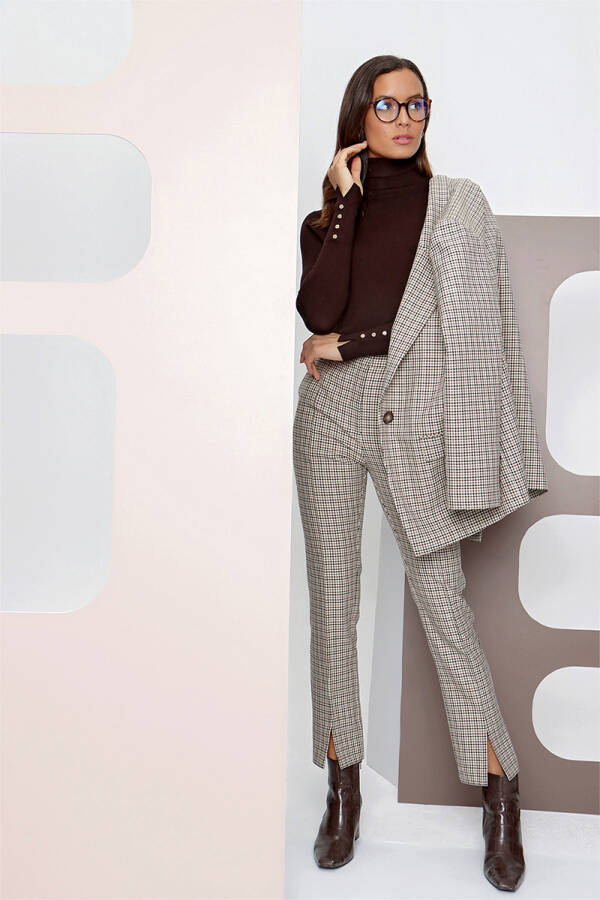 Camel Düz Kesim Blazer Ceket - 2