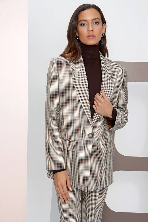 Camel Düz Kesim Blazer Ceket - 3