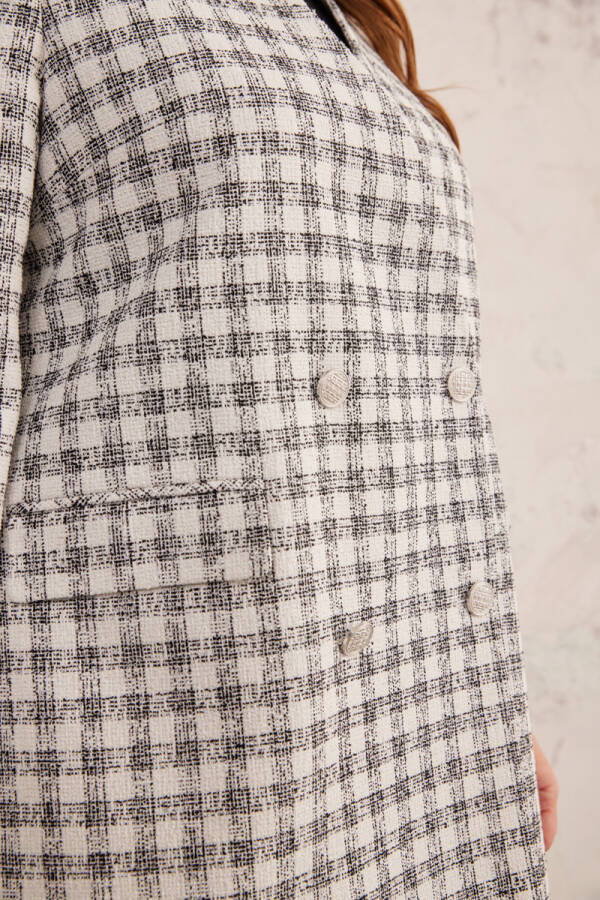 Siyah Kruvaze Yakasız Ceket - 5