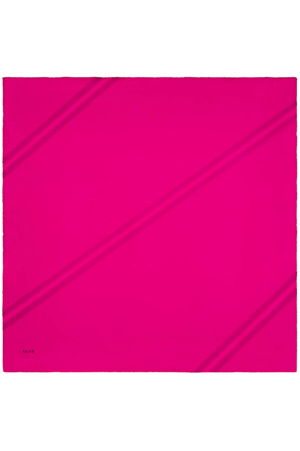 Koyu Pembe İpek Krep Saten Eşarp - 1