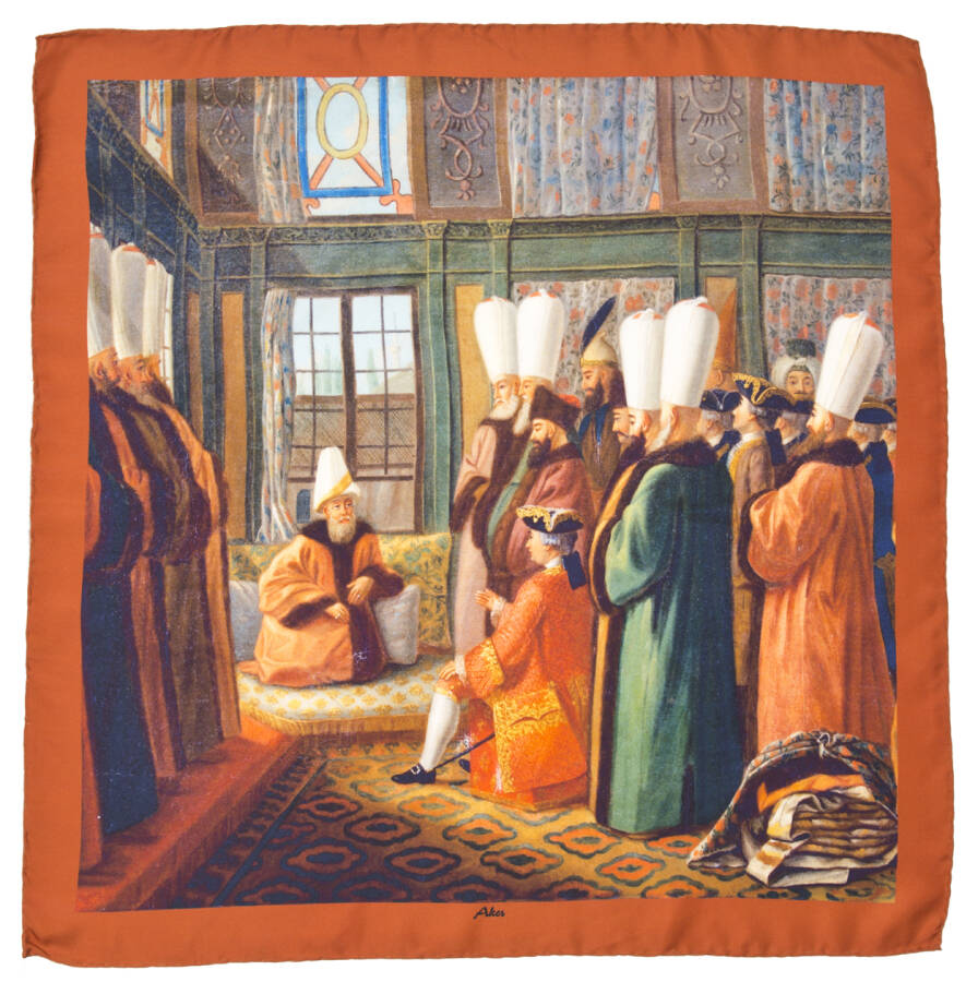 Renkli 60x60 Aker Pano Tivil Eşarp - Aker