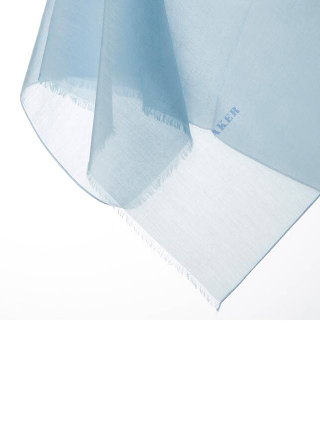 Mavi Düz İpek Koton Şal - Aker (1)