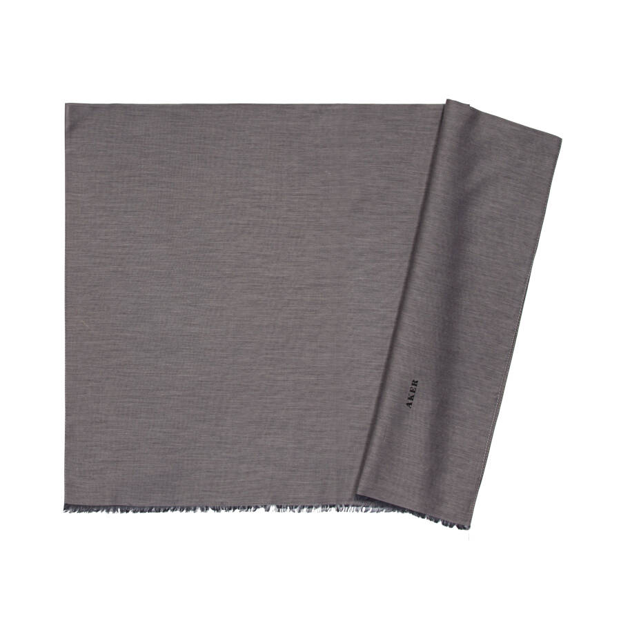 Gri Düz İpek Koton Şal - Aker