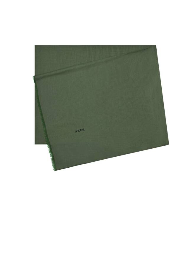 Yeşil Düz İpek Koton Şal - Aker