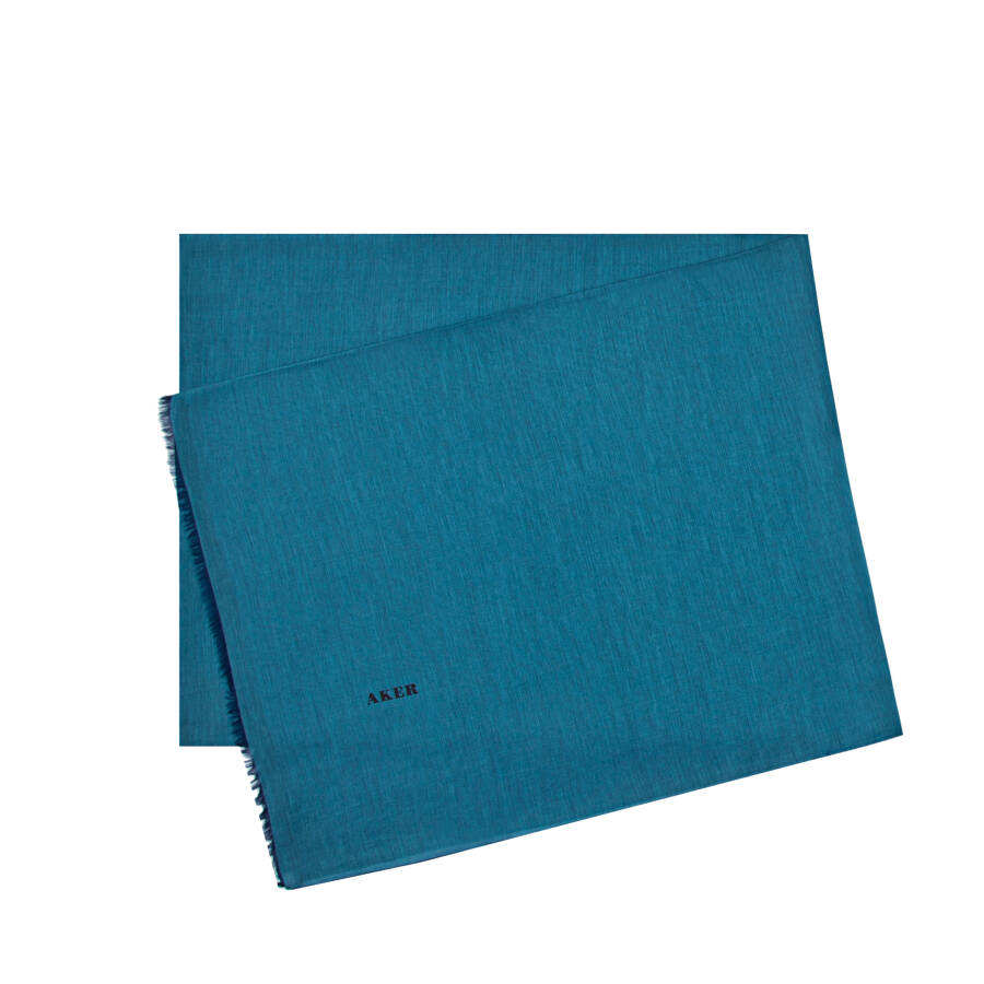 Mavi Düz İpek Koton Şal - 1