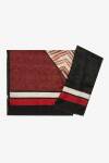 Siyah Bordo Polyester Dikdörtgen Desenli Şal 