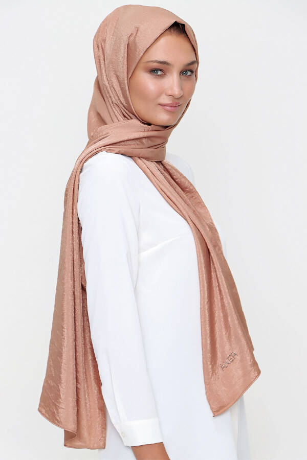 Kahverengi 70X190 CM 73X190 Çift Taraflı Kullanım Işıltılı Şal - 2