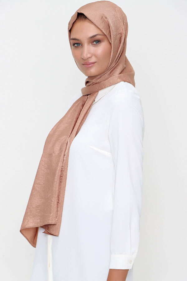 Kahverengi 70X190 CM 73X190 Çift Taraflı Kullanım Işıltılı Şal - 3