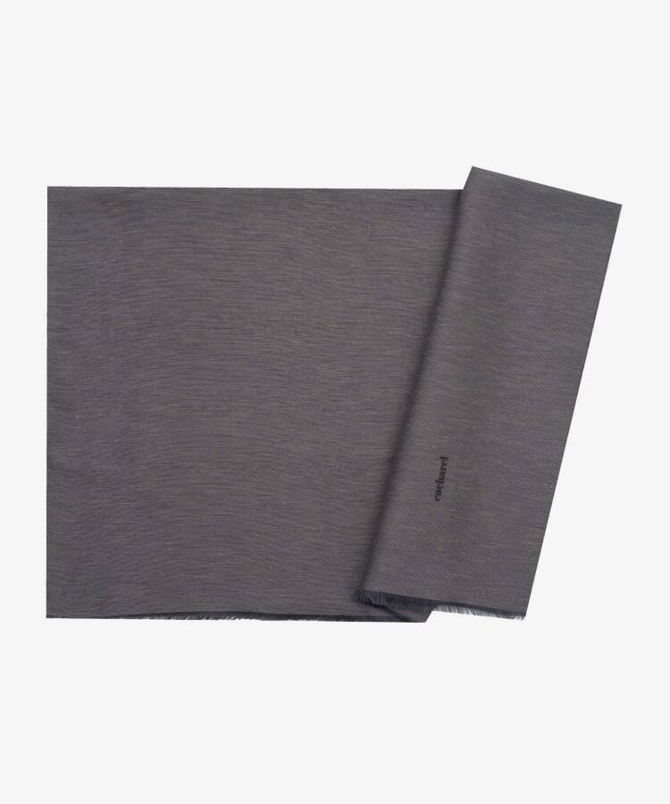 Gri 70X200 Cacharel İpek Keten Koton Şal - 1