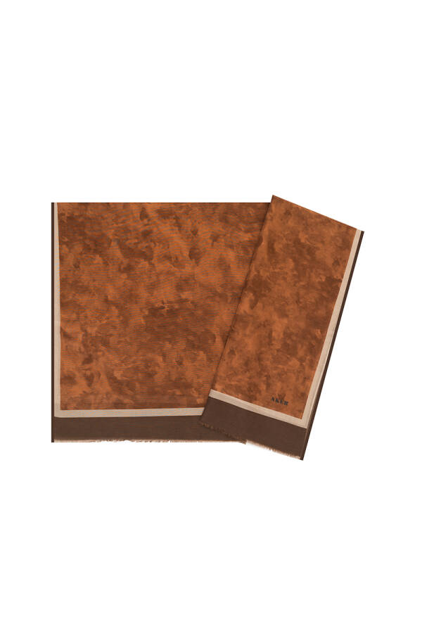 Kahverengi 70X200 İpek Koton Şal - 1