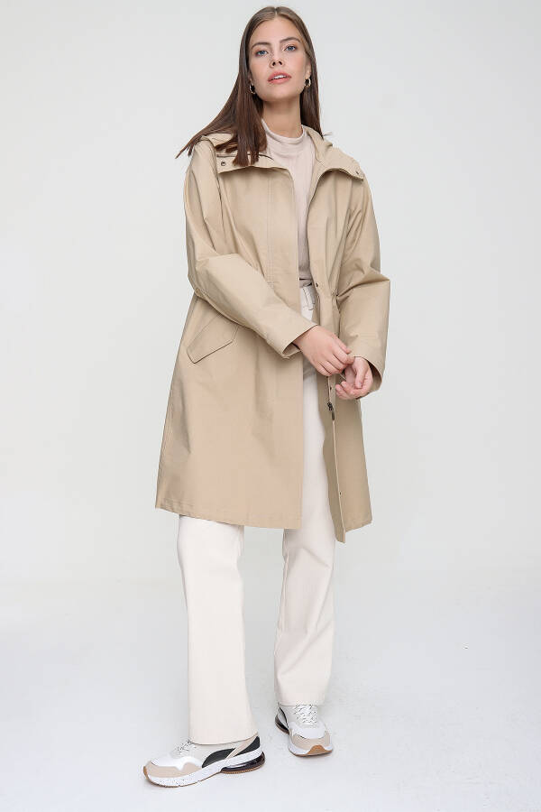 Bej Coton Likralı Spor Pardösü - 2