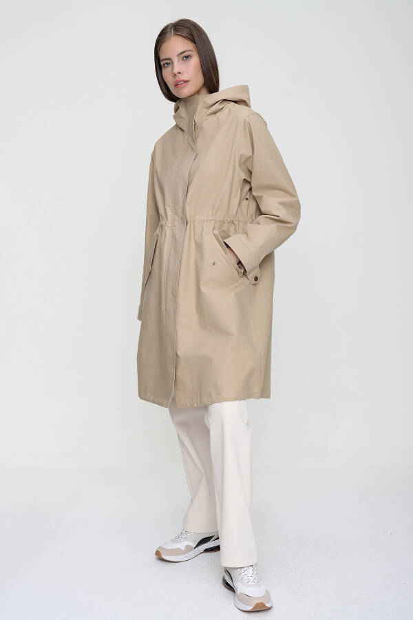 Bej Coton Likralı Spor Pardösü - 4