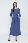 Mavi Kol Ucu Fermuar Detaylı Pardösü - 1