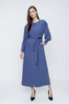 Mavi Kol Ucu Fermuar Detaylı Pardösü - 3