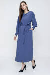 Mavi Kol Ucu Fermuar Detaylı Pardösü - 4