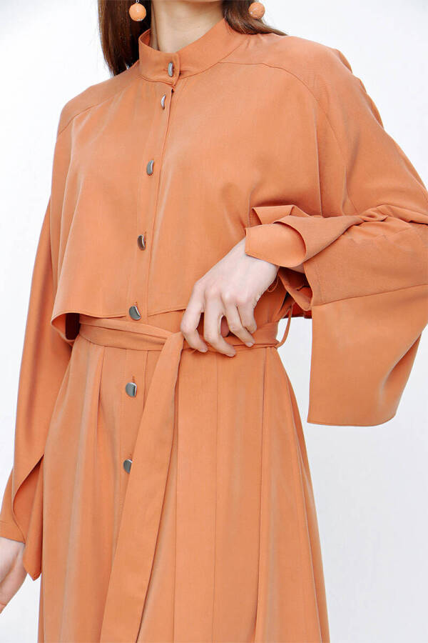 Tarçın Rüzgarlık Detaylı Pardösü - 4