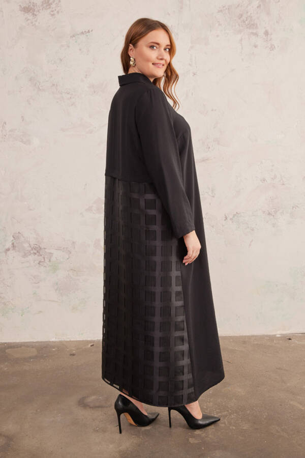 Siyah Organze Detaylı Ferace - 1