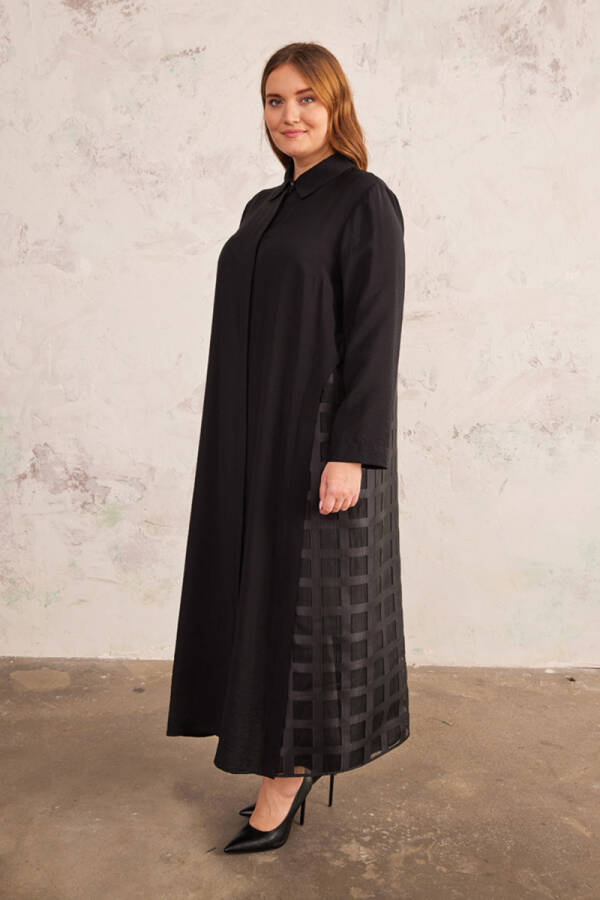 Siyah Organze Detaylı Ferace - 3