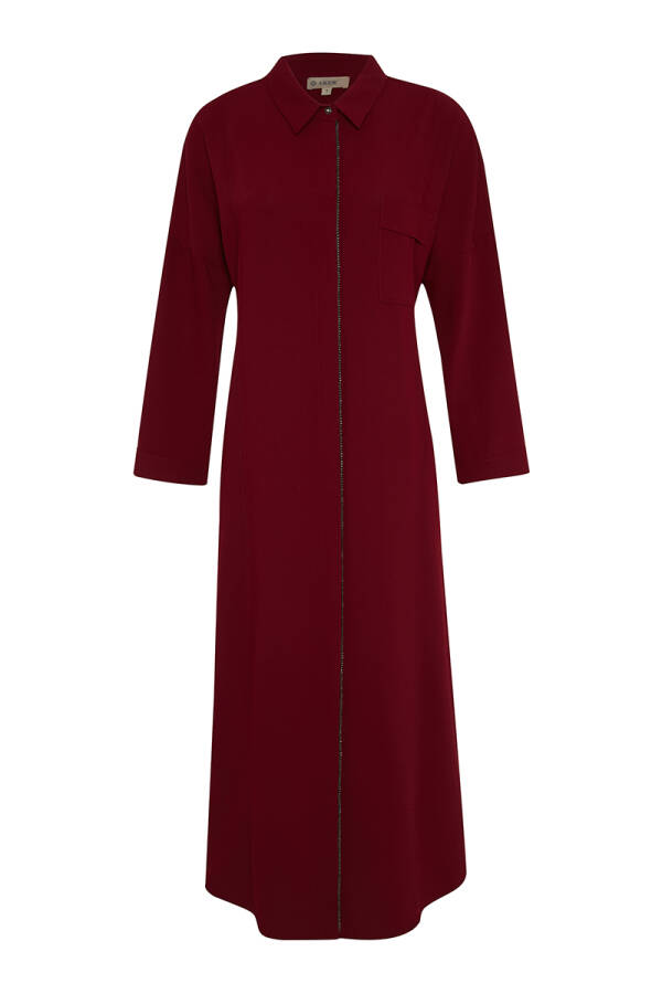 Bordo Stras Taşlı Ferace - 1