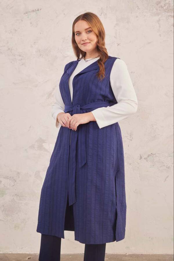 Lacivert Dokulu Yelek - 4