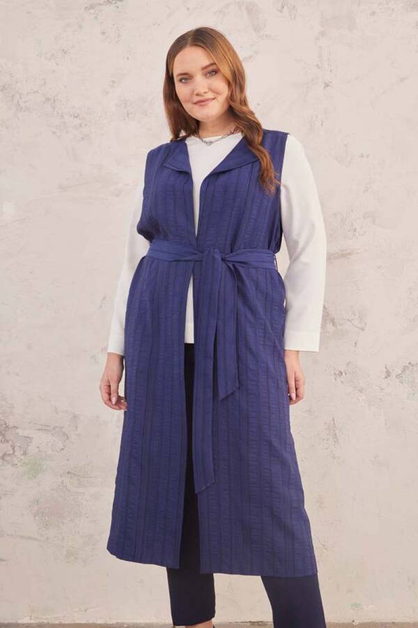 Lacivert Dokulu Yelek - 1