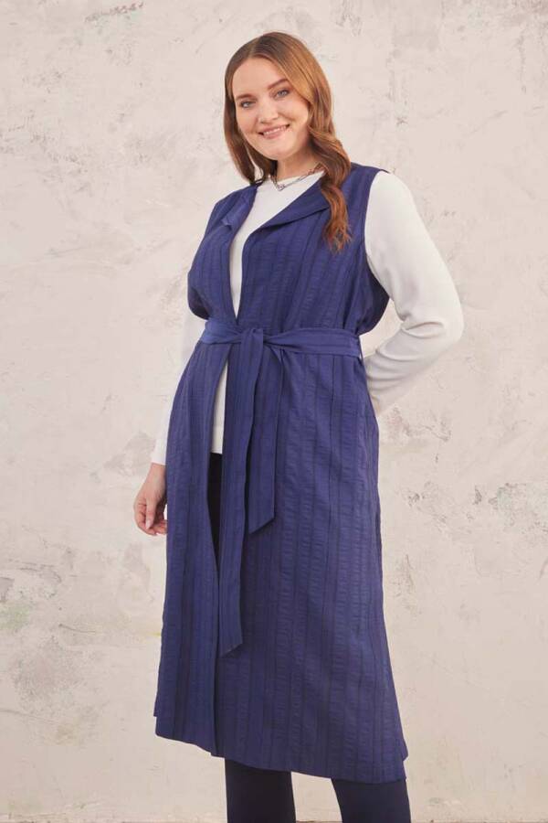 Lacivert Dokulu Yelek - 5